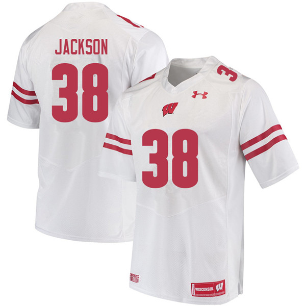 Men #38 Paul Jackson Wisconsin Badgers College Football Jerseys Sale-White - Click Image to Close